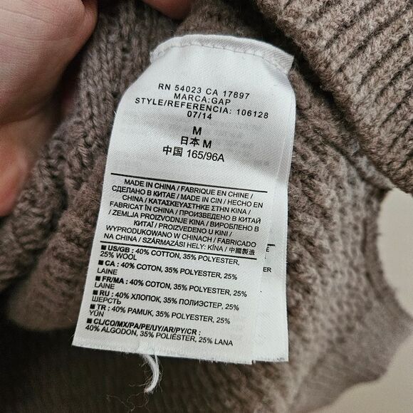 GAP Sweater Crewneck Boyfriend Cable Knit Mushroom Brown Casual Comfy Neutral - Picture 8 of 10